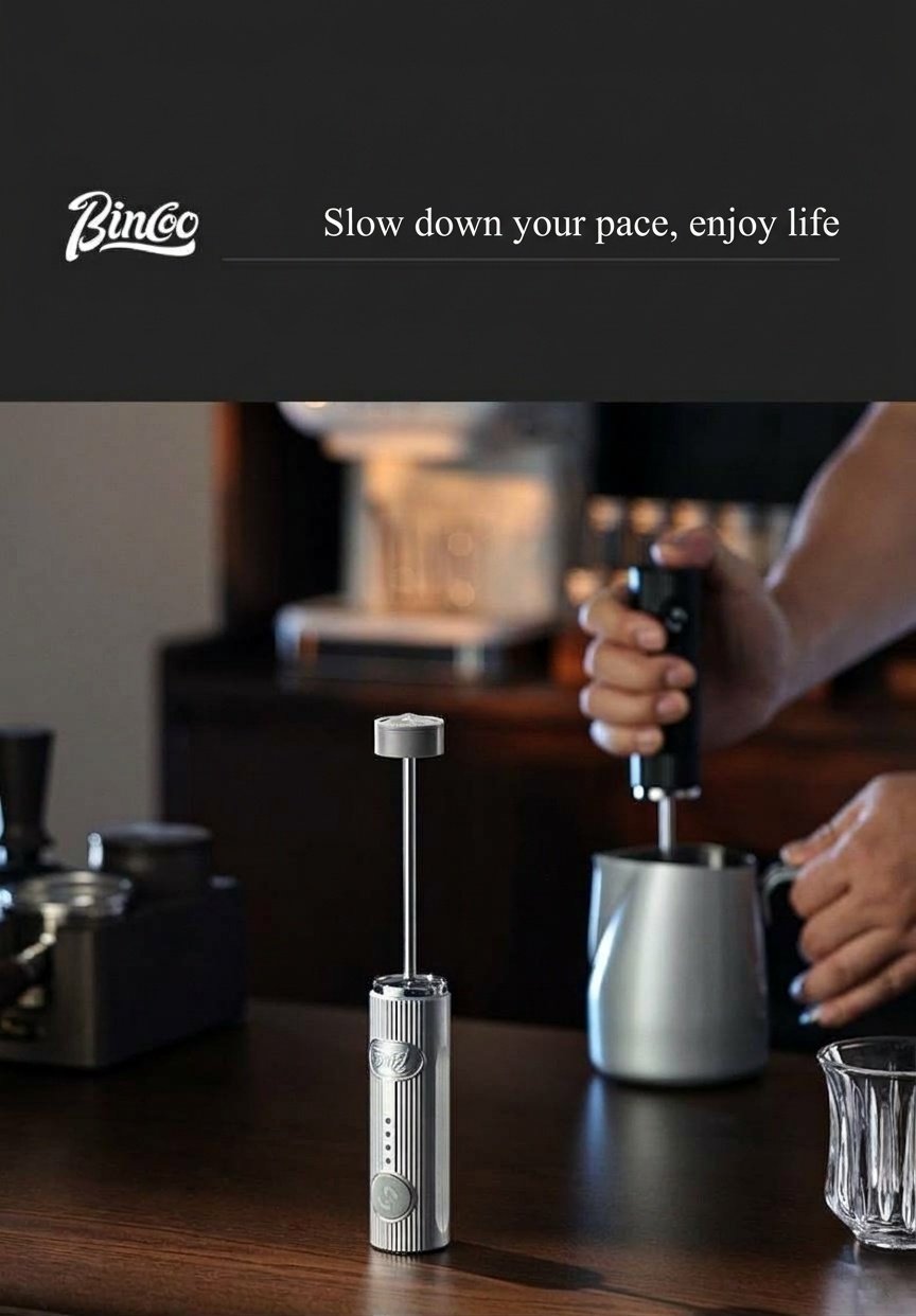BinCoo Handheld Electric Milk Frother for Coffee & Latte Art