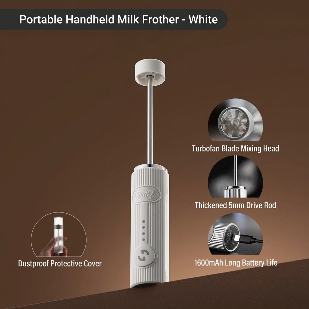 BinCoo Handheld Electric Milk Frother for Coffee & Latte Art
