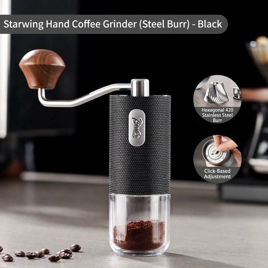 BinCoo Manual Coffee Grinder with Adjustable Burr