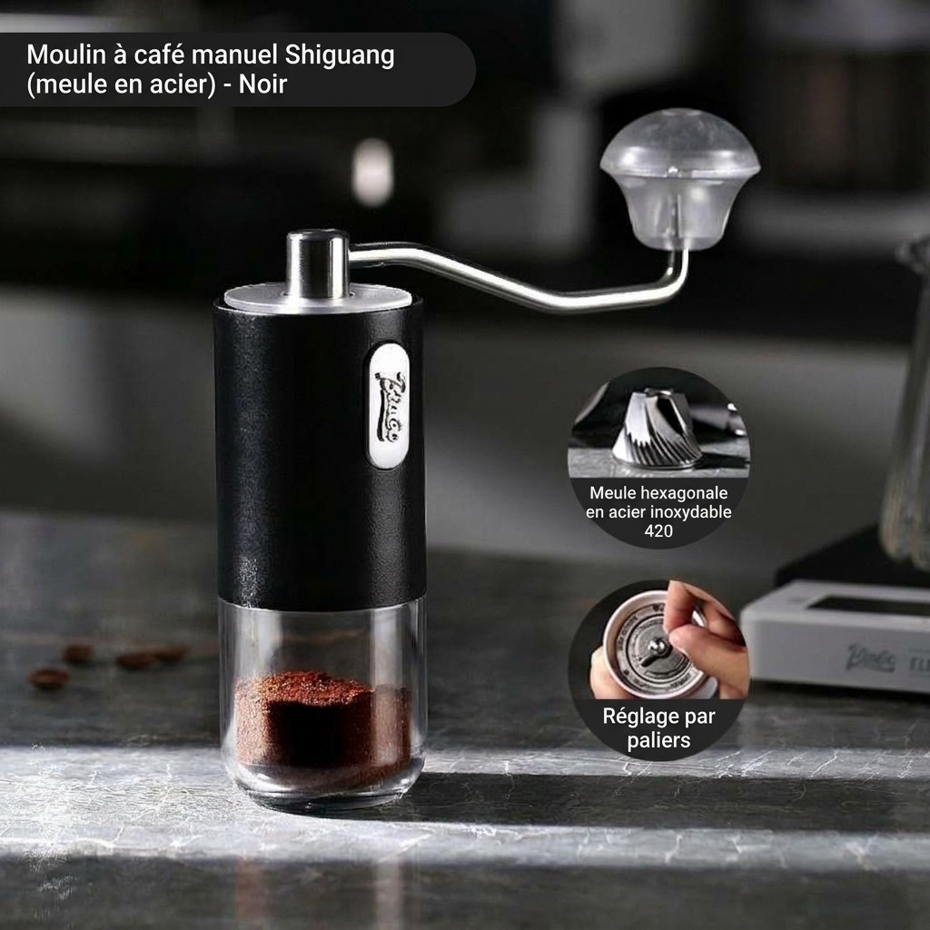 Moulin à café manuel BinCoo avec meule réglable