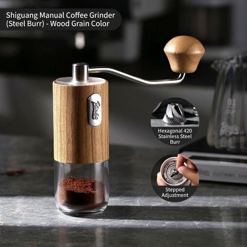 BinCoo Manual Coffee Grinder with Adjustable Burr