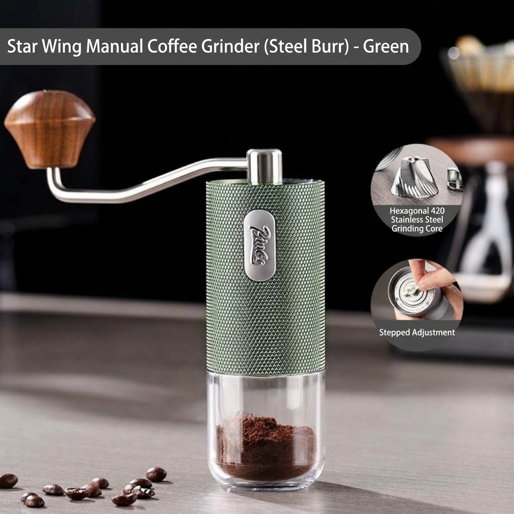 BinCoo Manual Coffee Grinder with Adjustable Burr