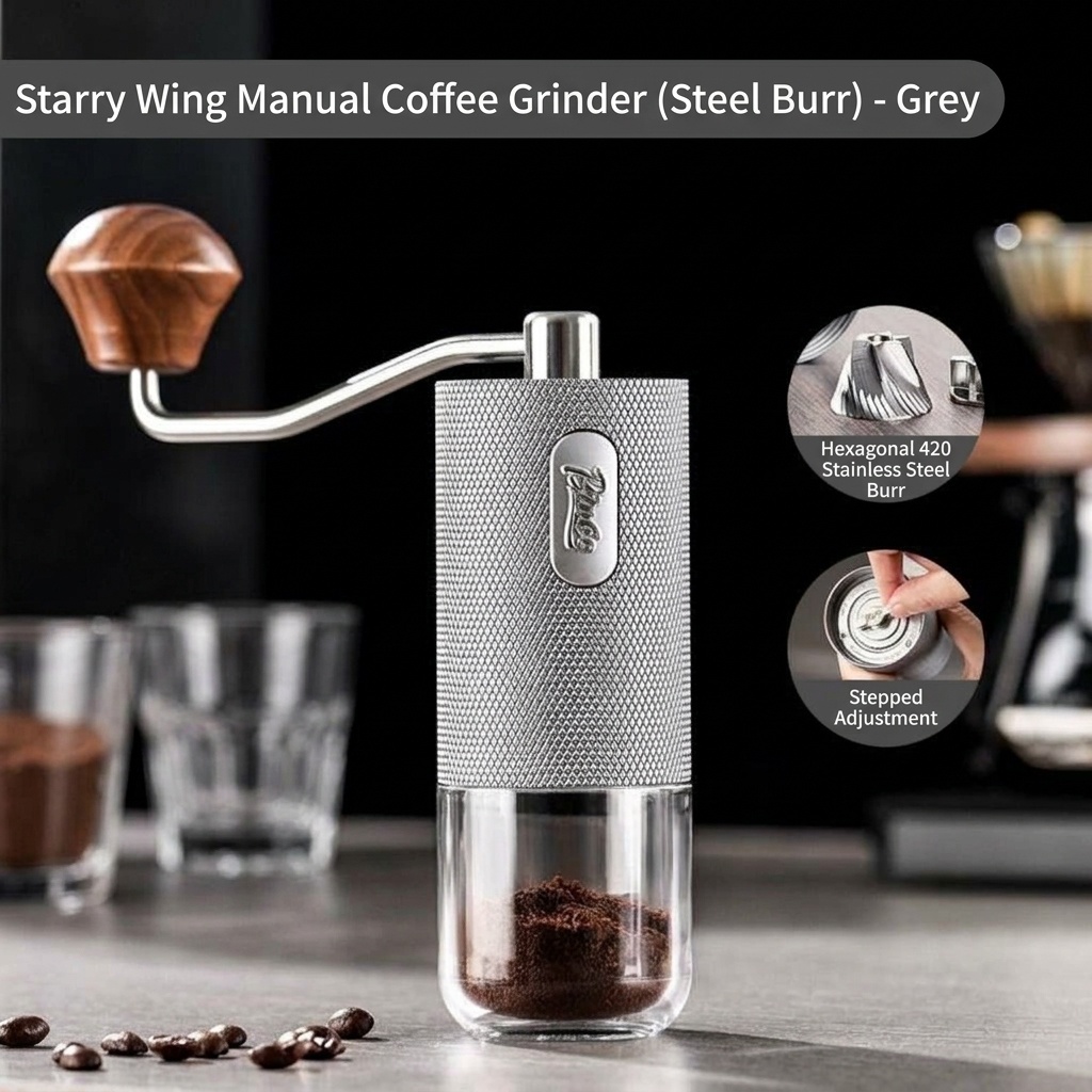 BinCoo Manual Coffee Grinder with Adjustable Burr