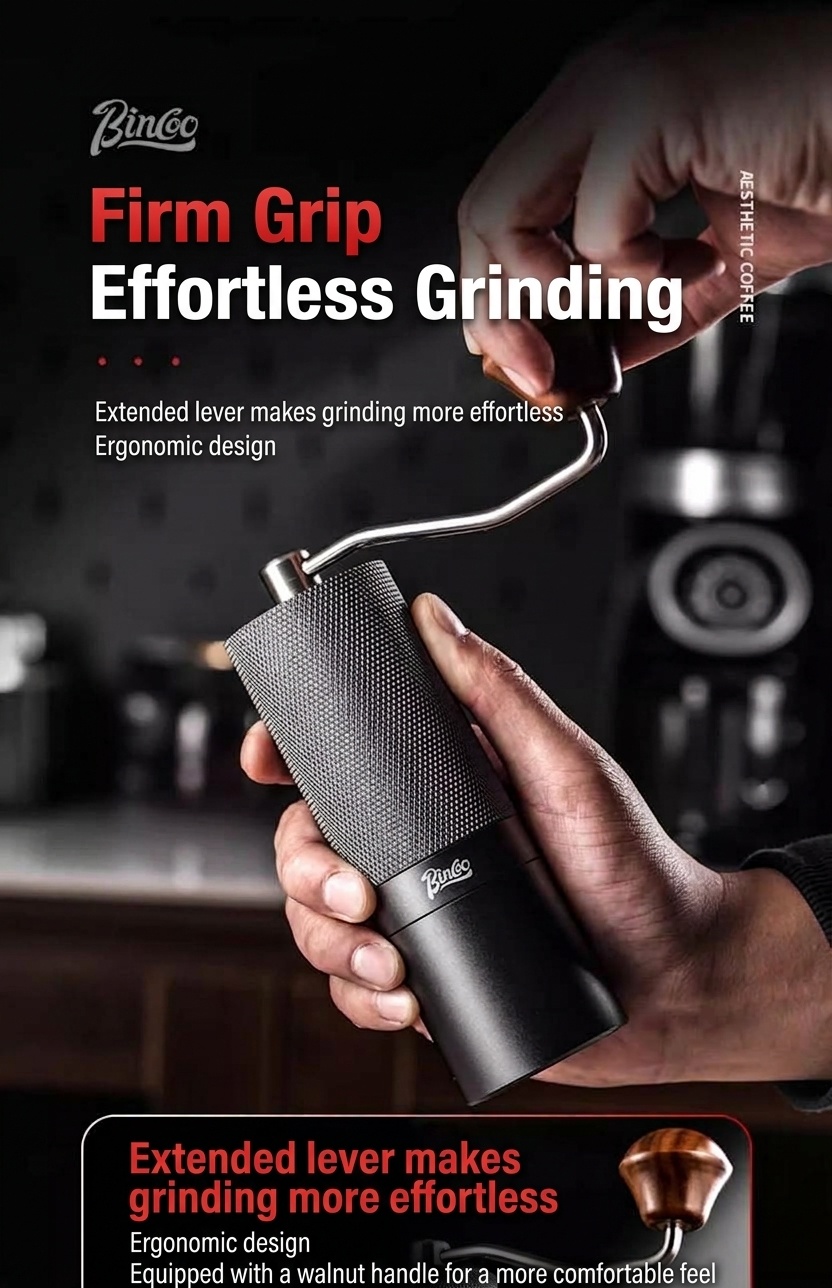 BinCoo Manual Coffee Grinder with Adjustable Burr