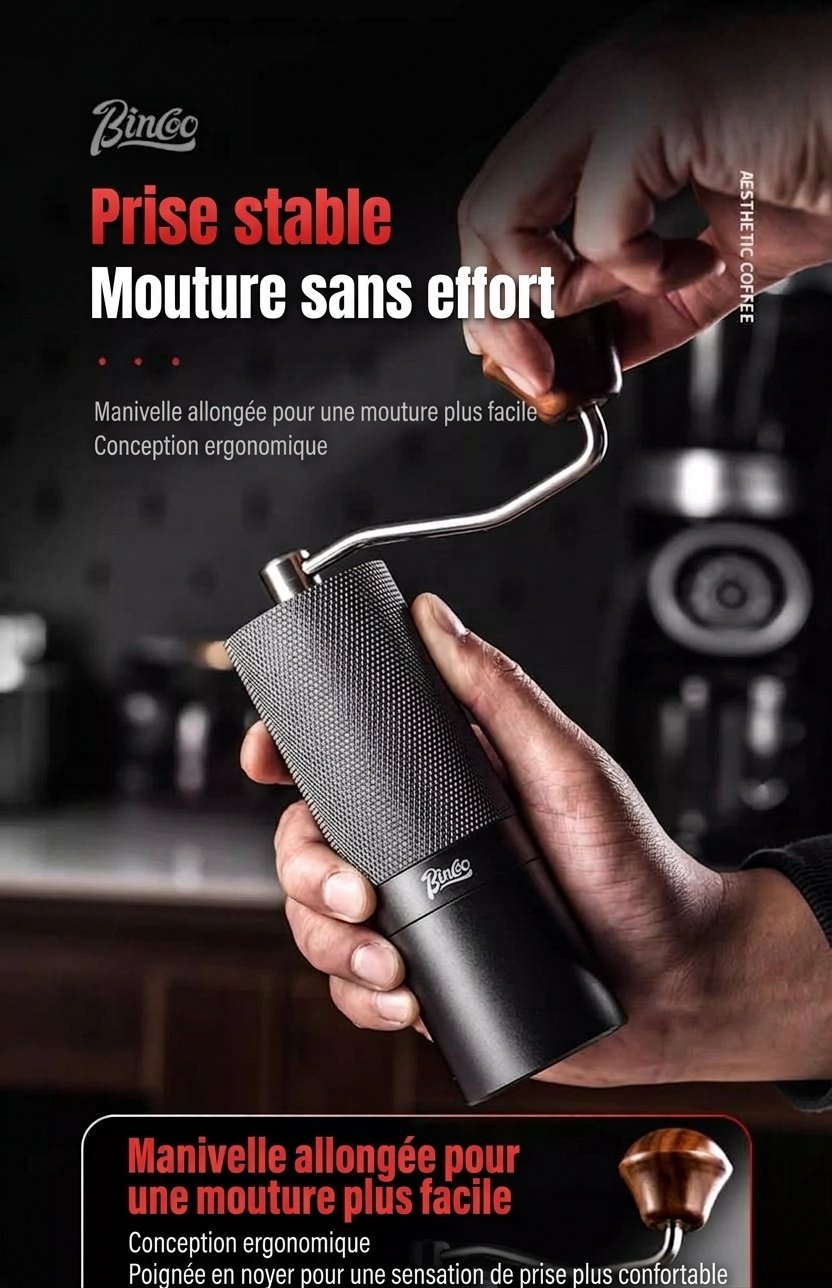 Moulin à café manuel BinCoo avec meule réglable