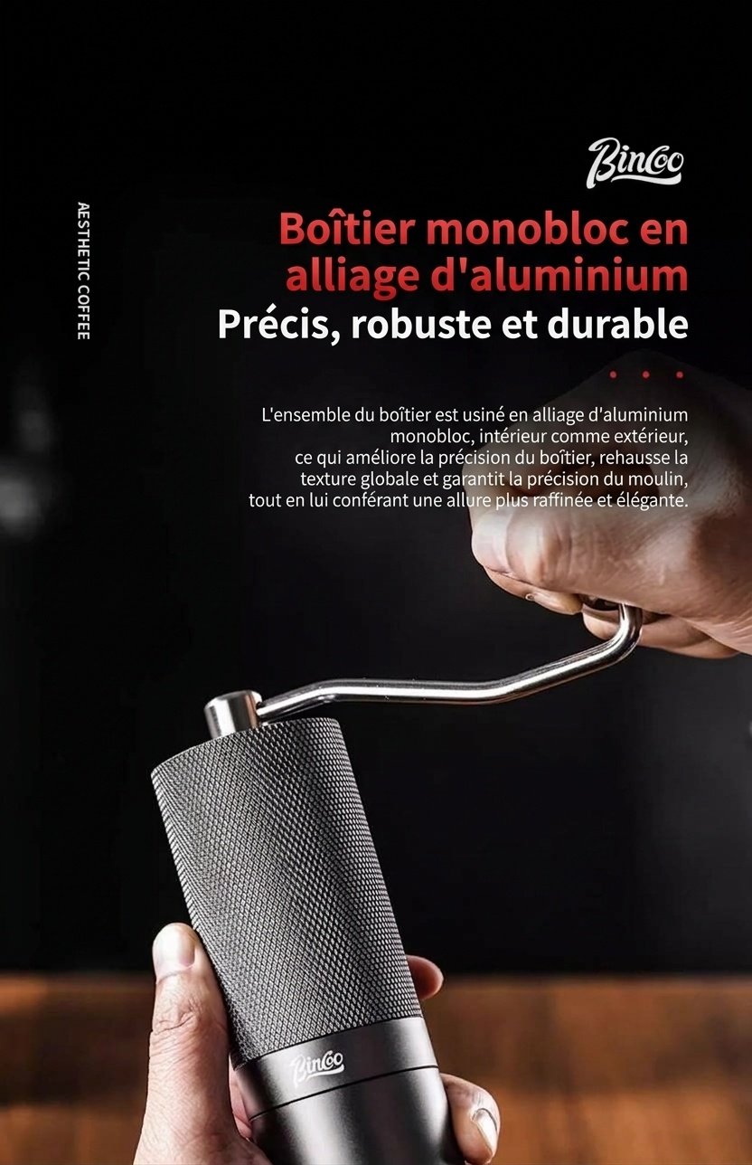 Moulin à café manuel BinCoo avec meule réglable