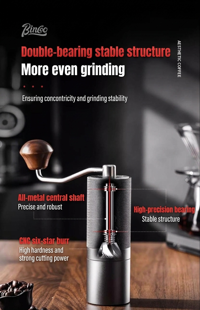 BinCoo Manual Coffee Grinder with Adjustable Burr