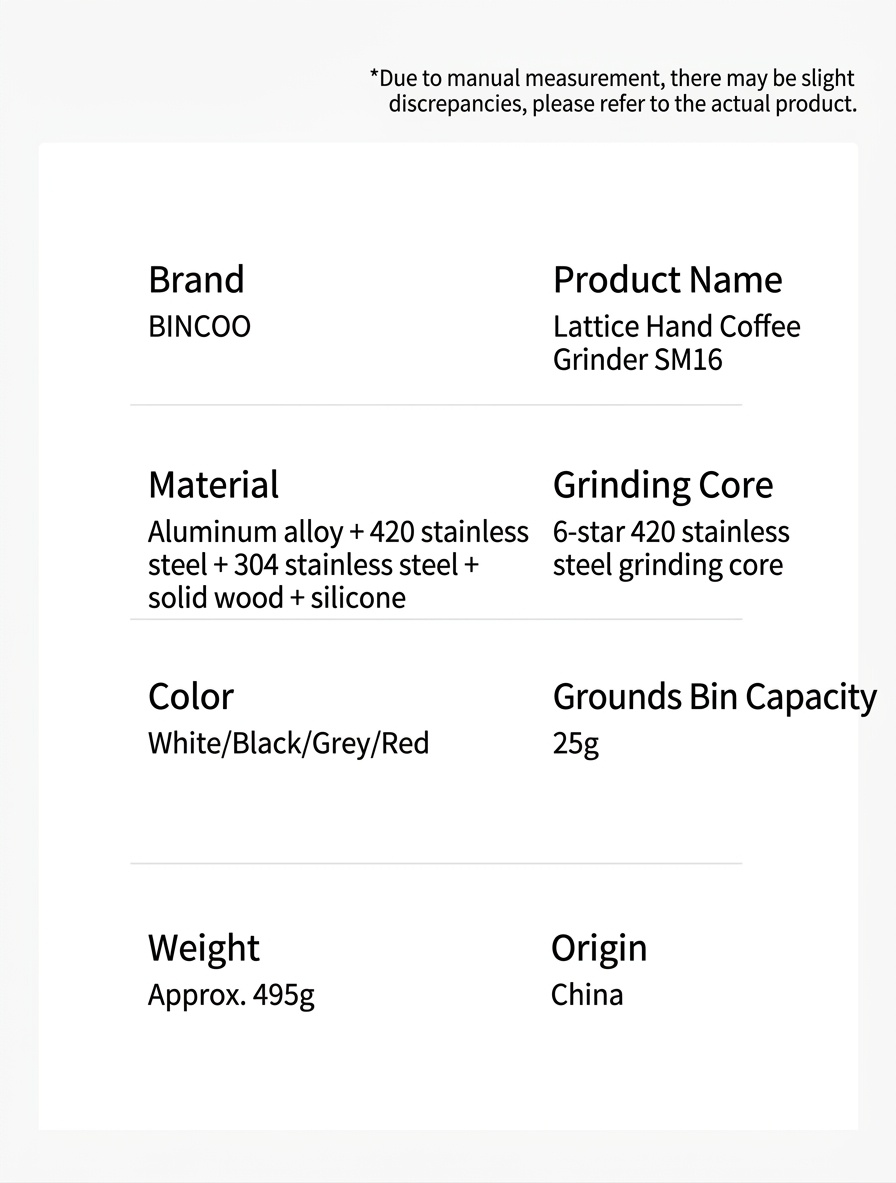 BinCoo Manual Coffee Grinder with Adjustable Burr