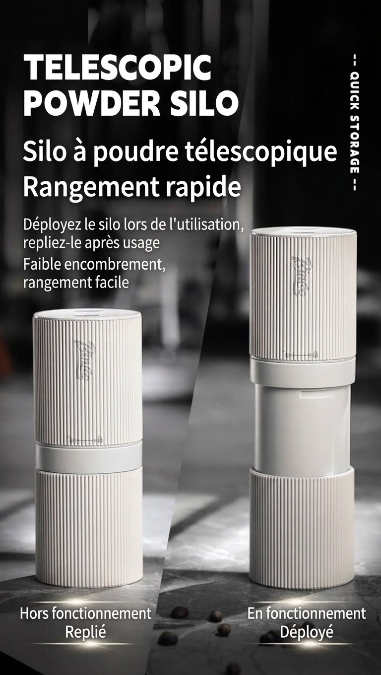 Moulin à café électrique portable BinCoo avec meule réglable