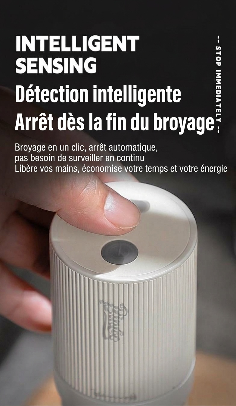 Moulin à café électrique portable BinCoo avec meule réglable