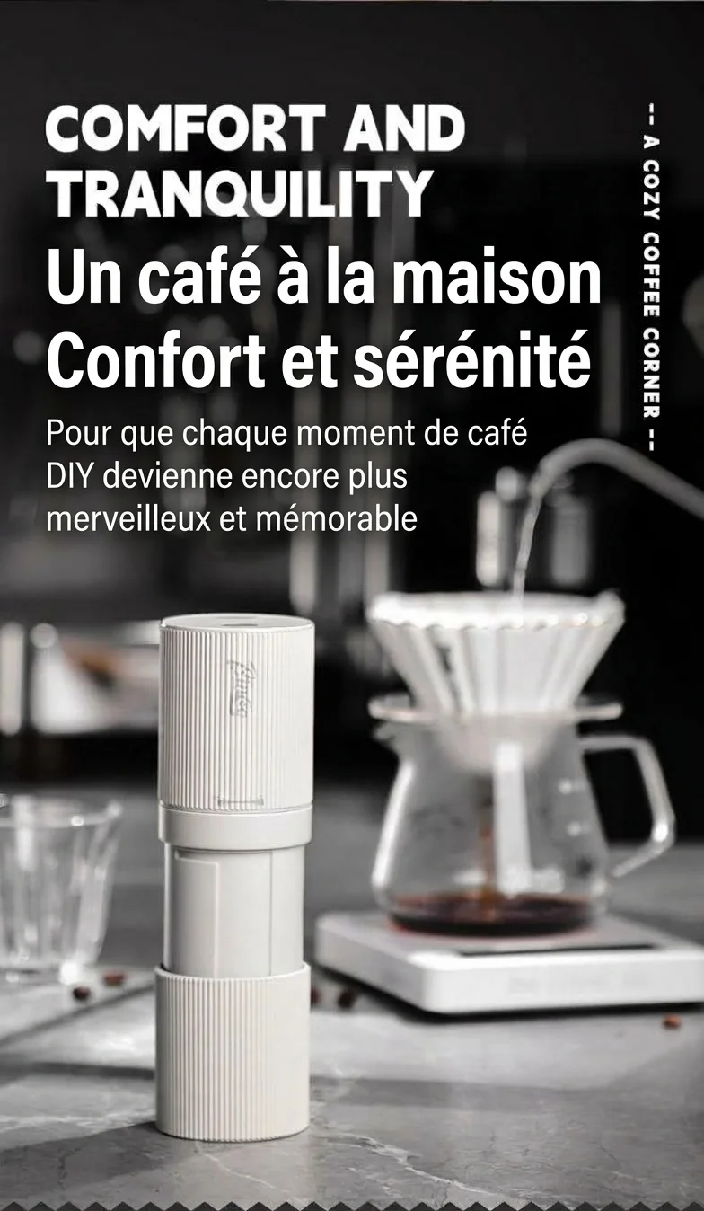 Moulin à café électrique portable BinCoo avec meule réglable