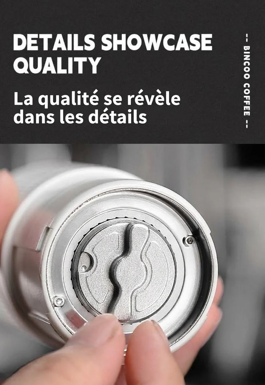 Moulin à café électrique portable BinCoo avec meule réglable