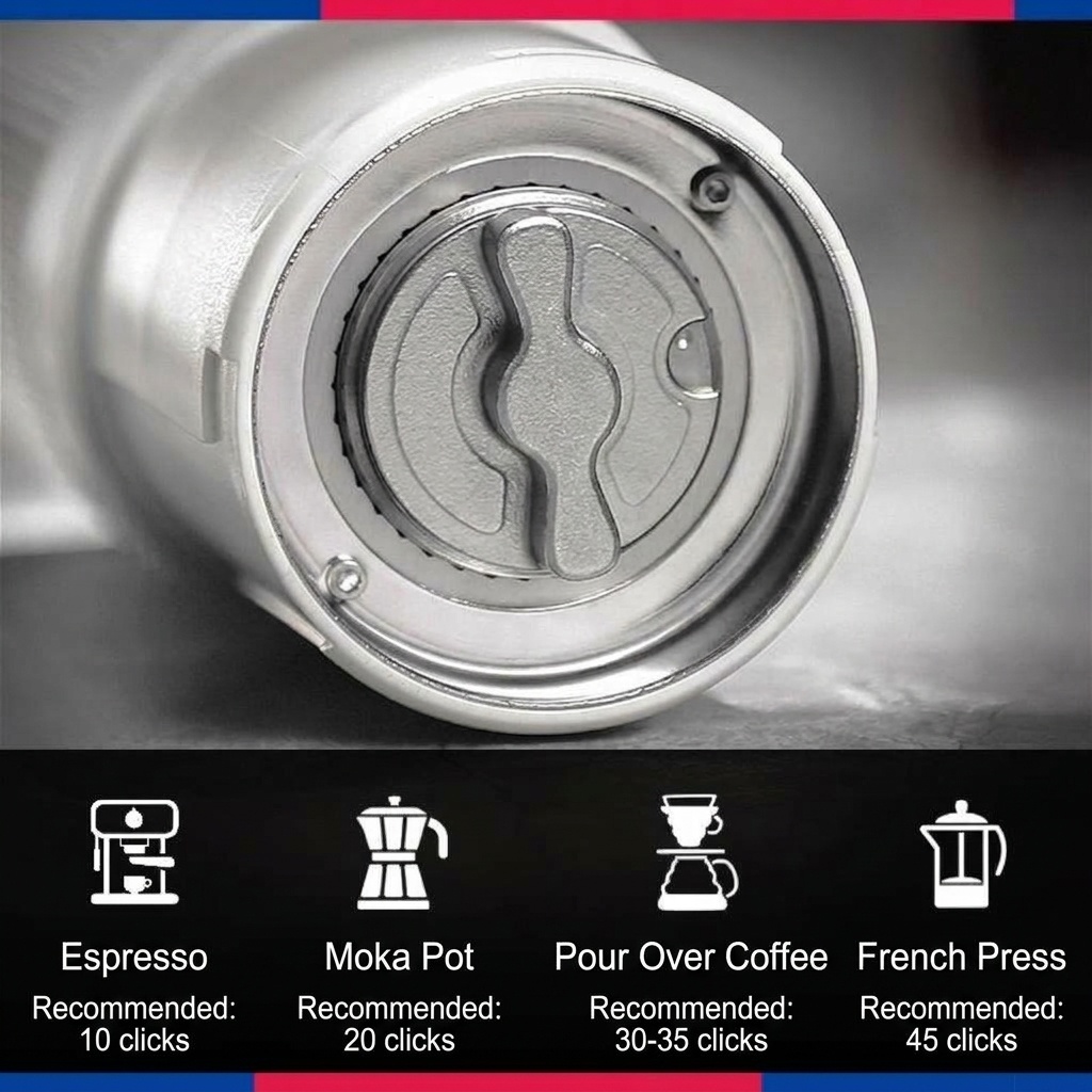 BinCoo Portable Electric Coffee Grinder with Adjustable Burr