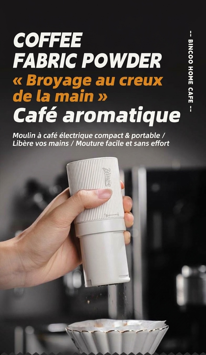 Moulin à café électrique portable BinCoo avec meule réglable