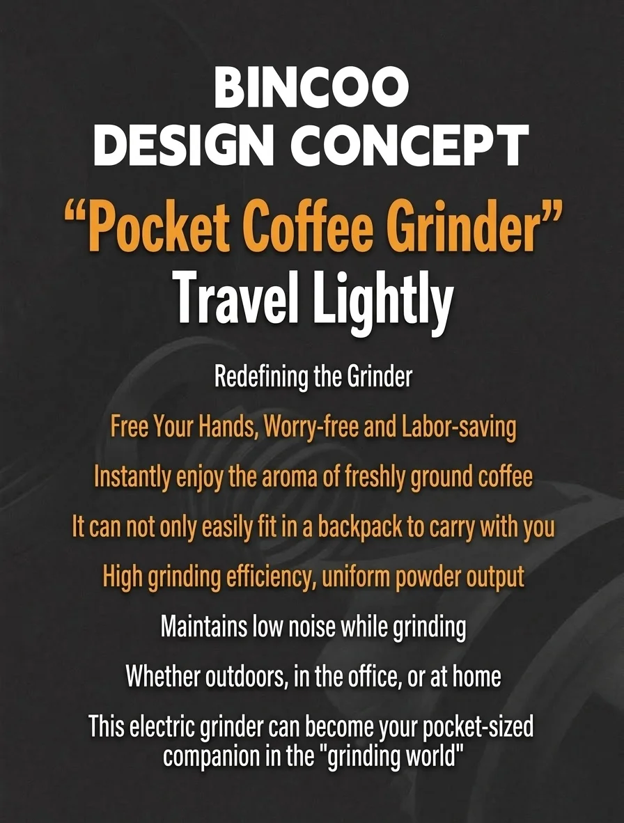BinCoo Portable Electric Coffee Grinder with Adjustable Burr