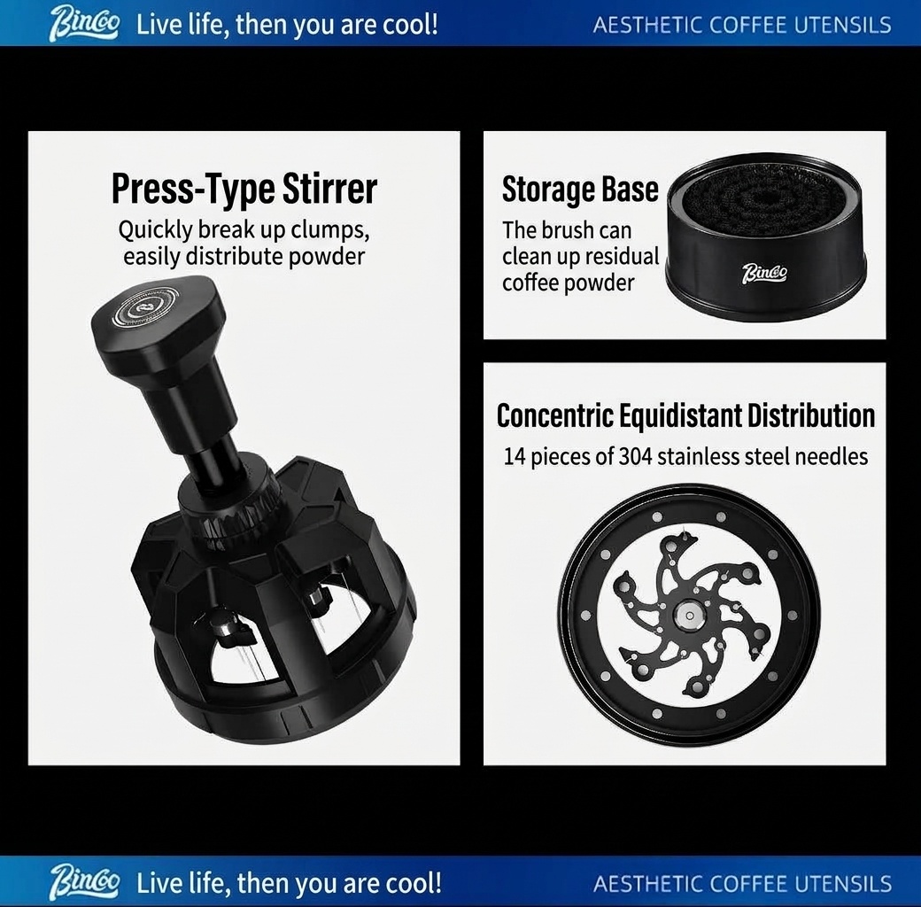 Bincoo Premium Coffee Distributor & WDT Tool for Espresso
