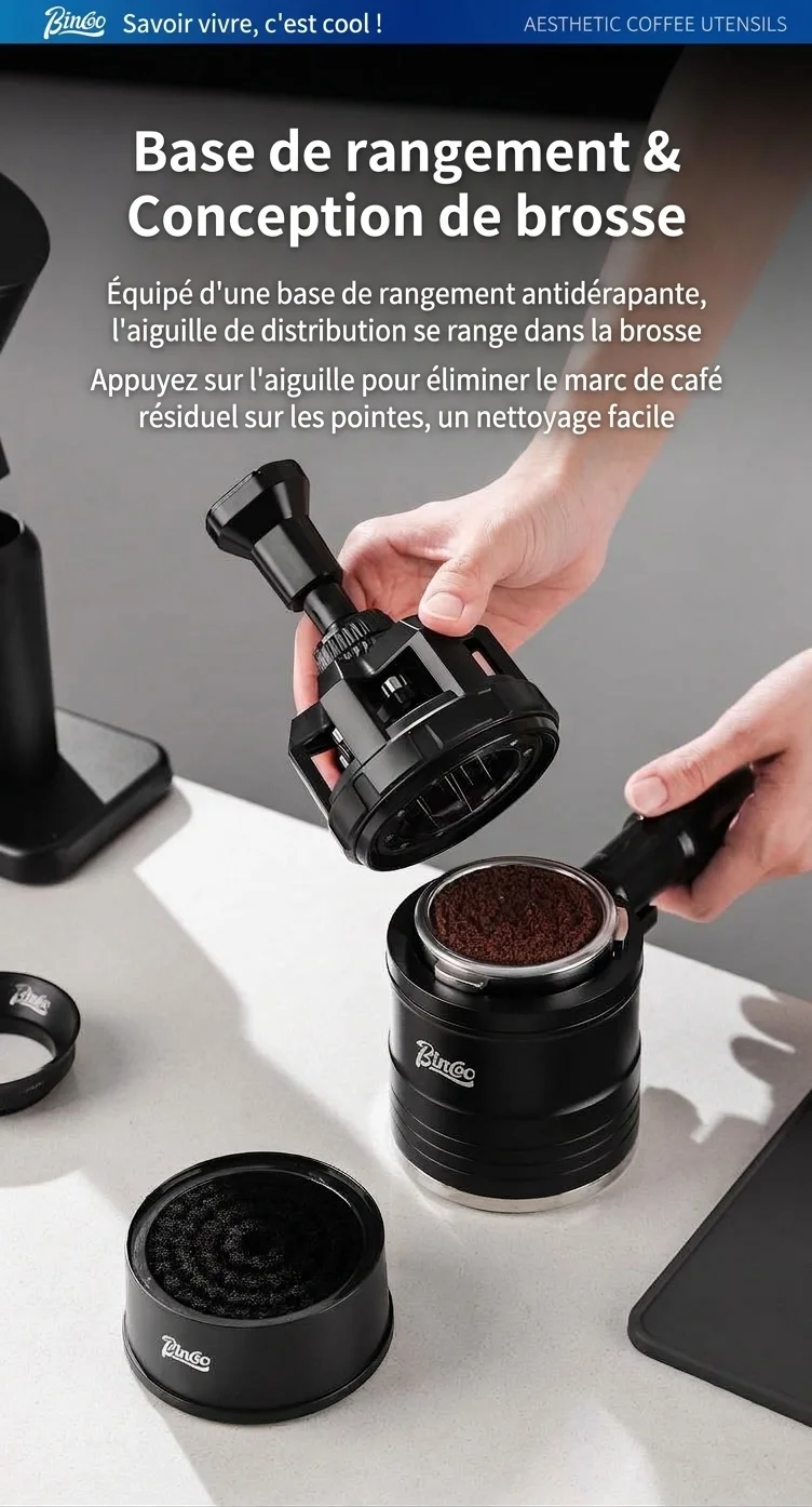 Distributeur de café premium Bincoo et outil WDT pour espresso