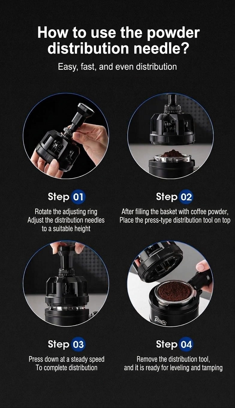 Bincoo Premium Coffee Distributor & WDT Tool for Espresso