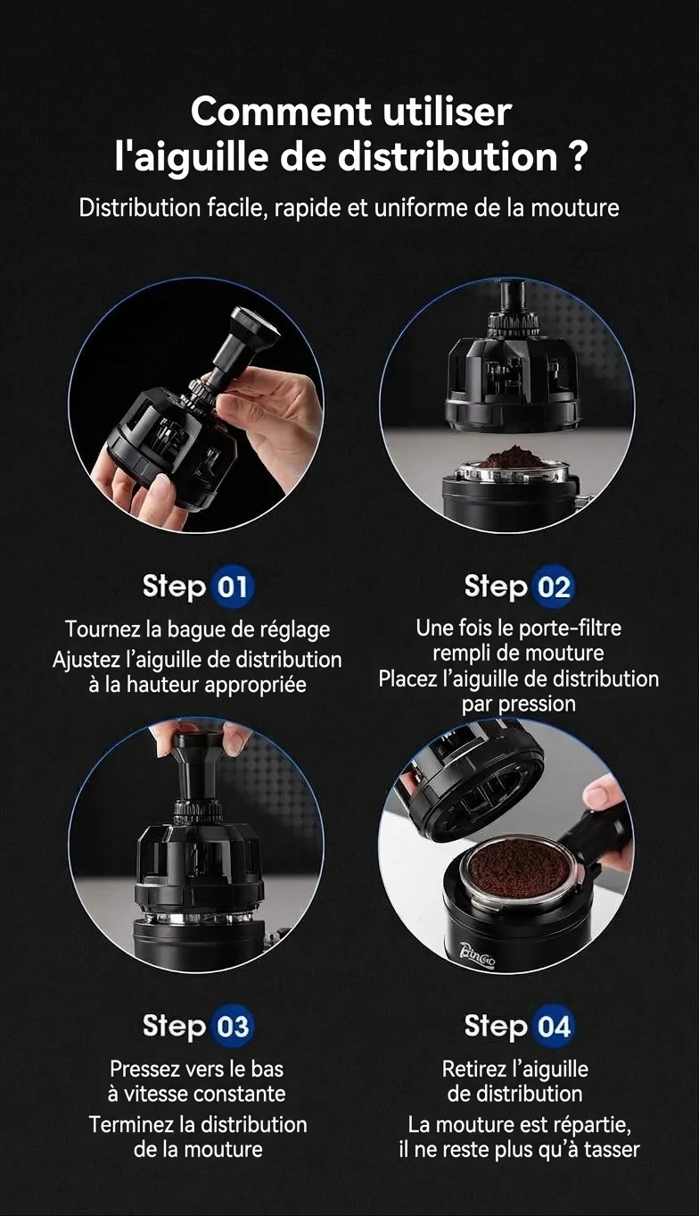 Distributeur de café premium Bincoo et outil WDT pour espresso