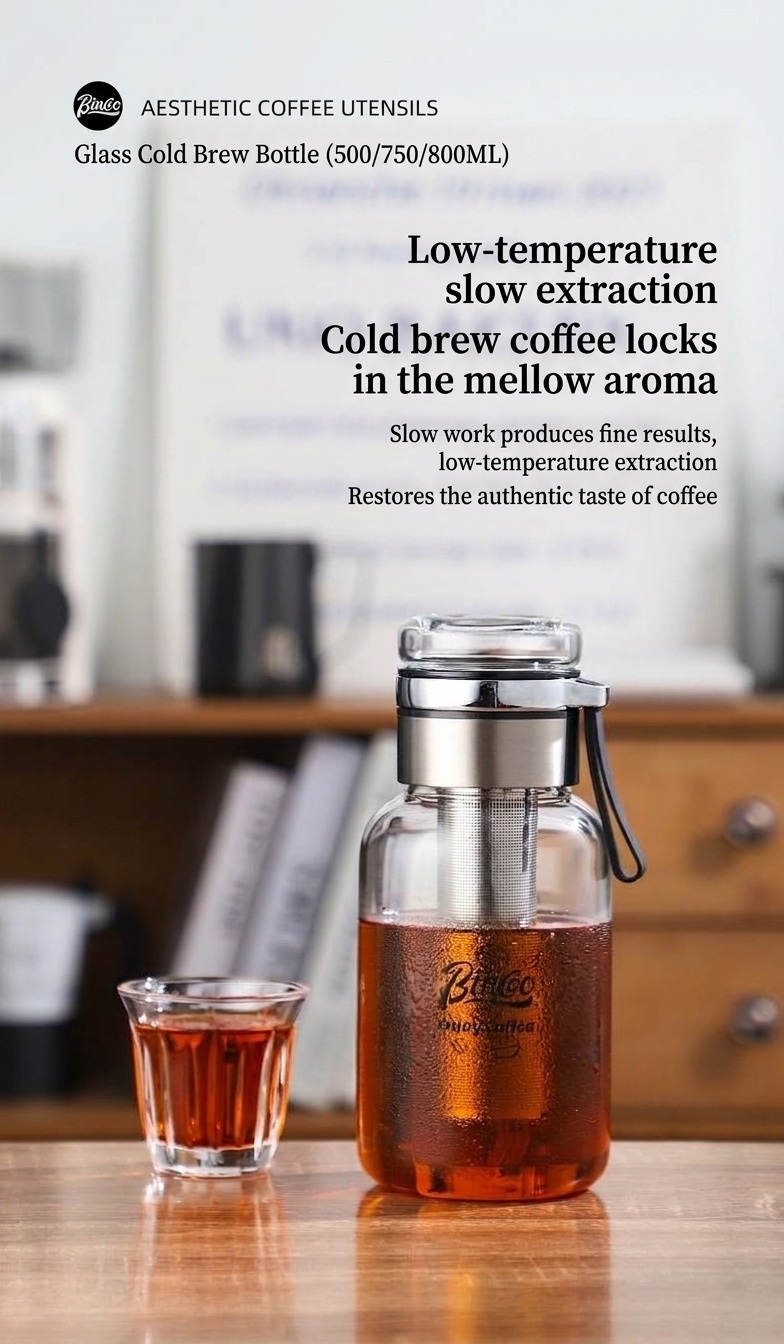 Bincoo Glass Cold Brew Coffee Maker & Tea Infuser Bottle