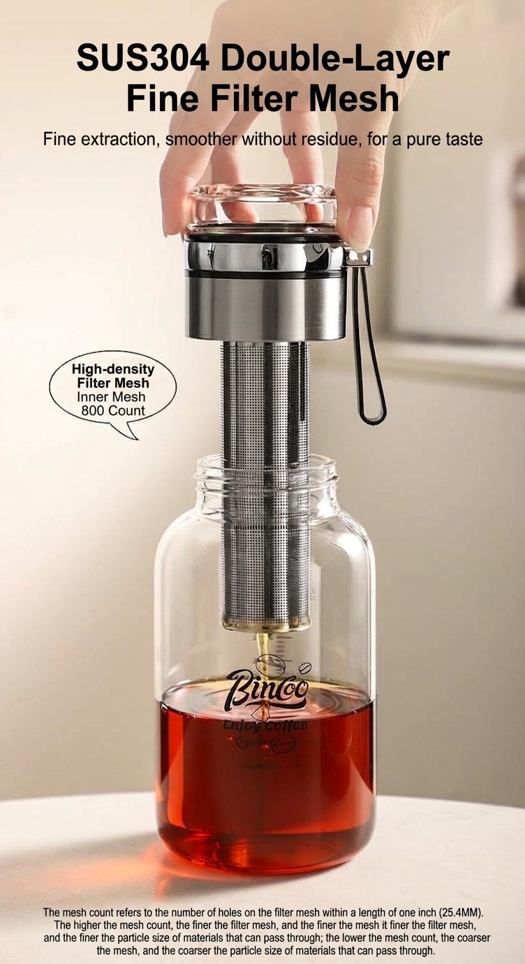 Bincoo Glass Cold Brew Coffee Maker & Tea Infuser Bottle