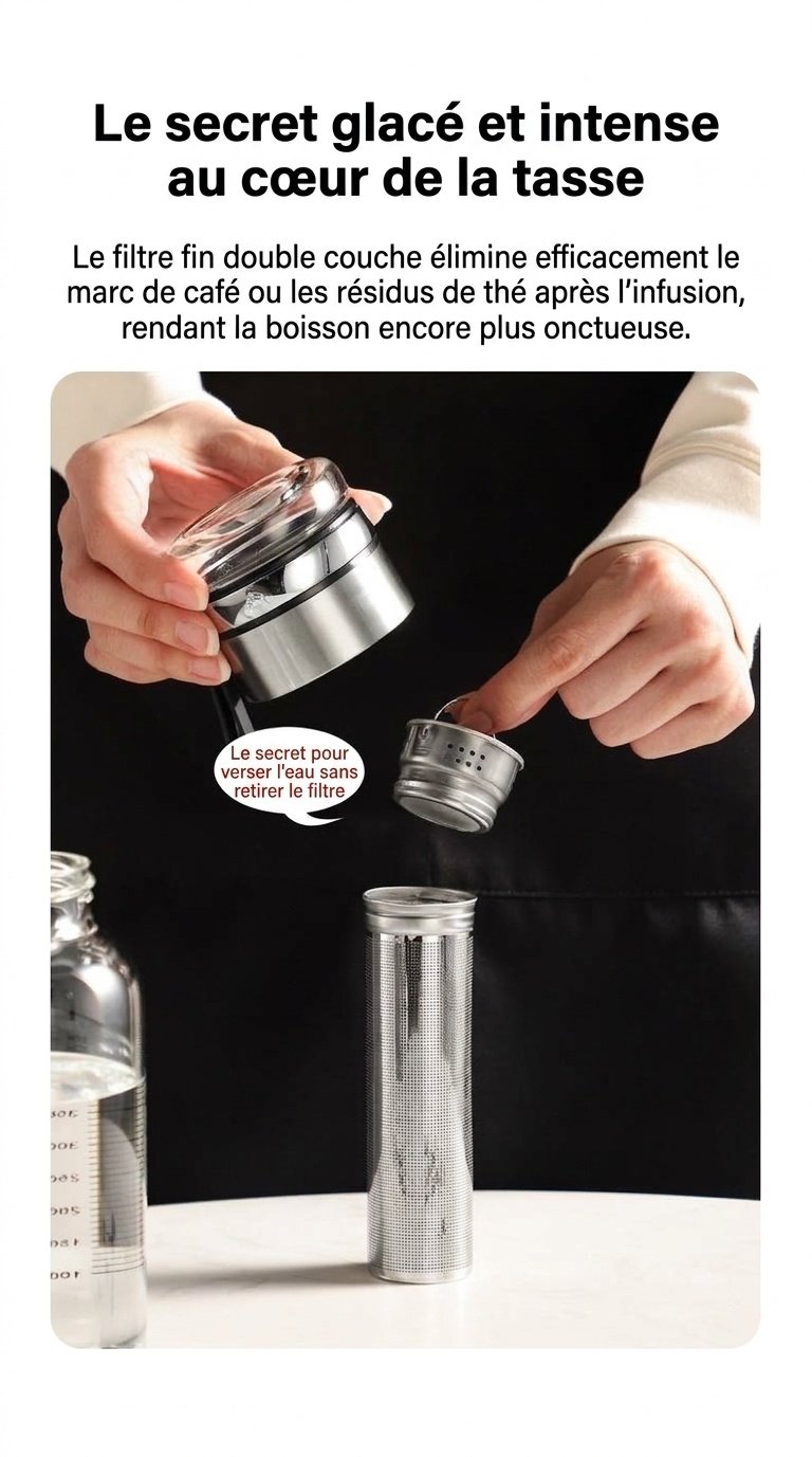 Bouteille infuseur à thé et cafetière à infusion à froid Bincoo en verre