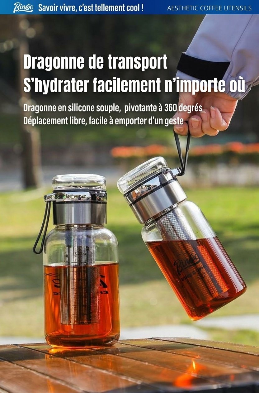 Bouteille infuseur à thé et cafetière à infusion à froid Bincoo en verre