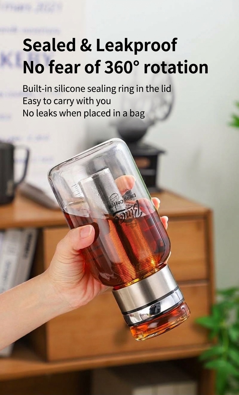 Bincoo Glass Cold Brew Coffee Maker & Tea Infuser Bottle