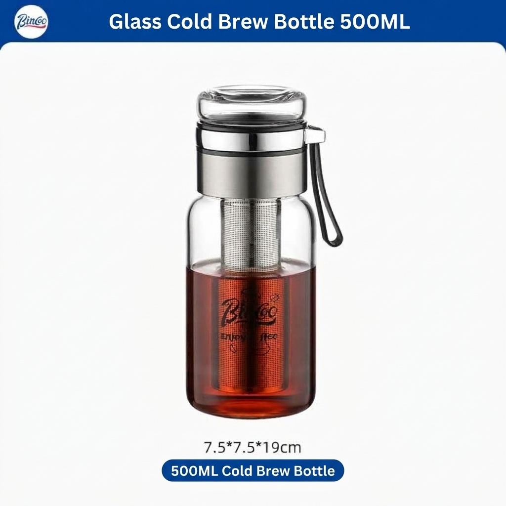 Bincoo Glass Cold Brew Coffee Maker & Tea Infuser Bottle