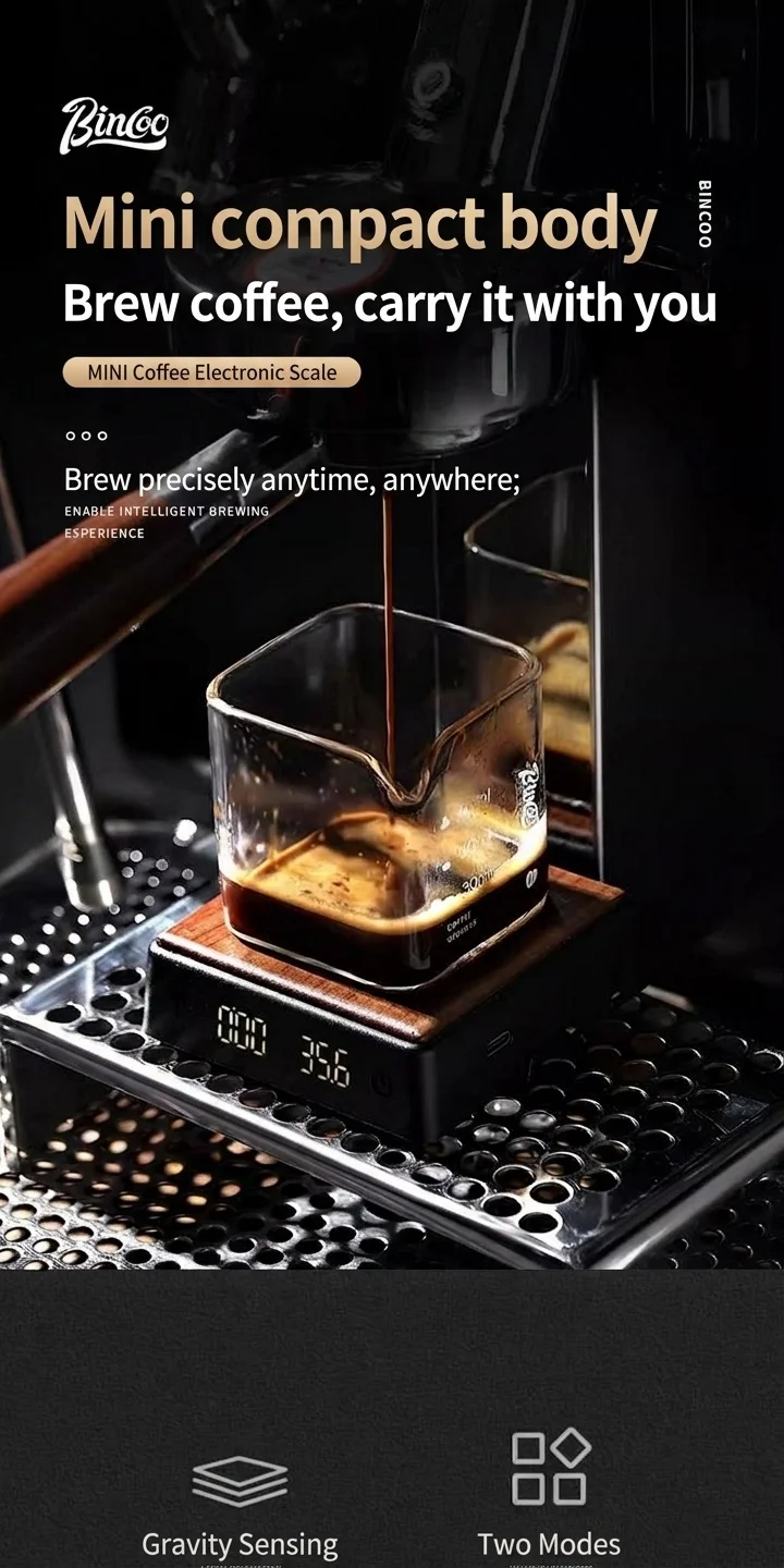 Bincoo Mini Coffee Electronic Scale with Timer & Wood Top