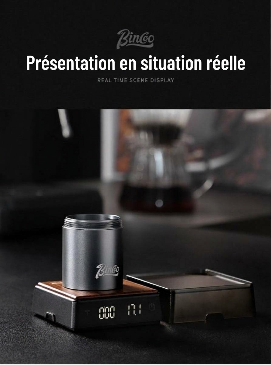 Balance électronique à café Bincoo Mini avec minuteur et plateau en bois