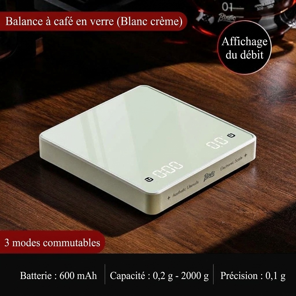 Balance électronique à café Bincoo Mini avec minuteur et plateau en bois