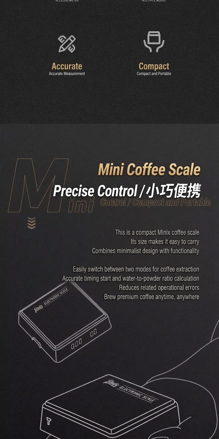 Bincoo Mini Coffee Electronic Scale with Timer & Wood Top