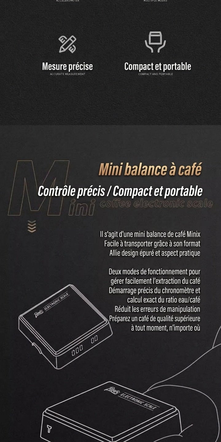 Balance électronique à café Bincoo Mini avec minuteur et plateau en bois