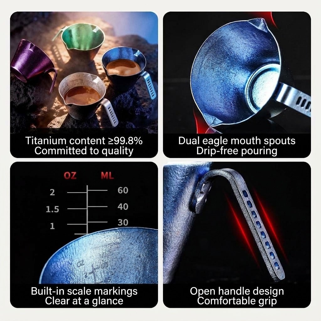 BinCoo Pure Titanium Espresso Measuring Cup - 90ml Coffee Concentrate