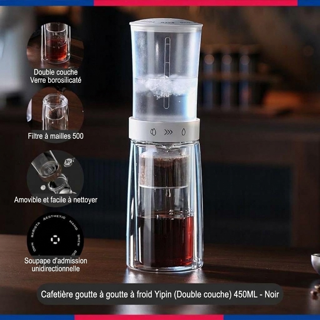 Cafetière à infusion à froid BinCoo - Cafetière à filtre réglable pour café glacé