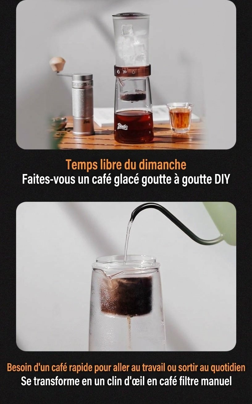 Cafetière à infusion à froid BinCoo - Cafetière à filtre réglable pour café glacé