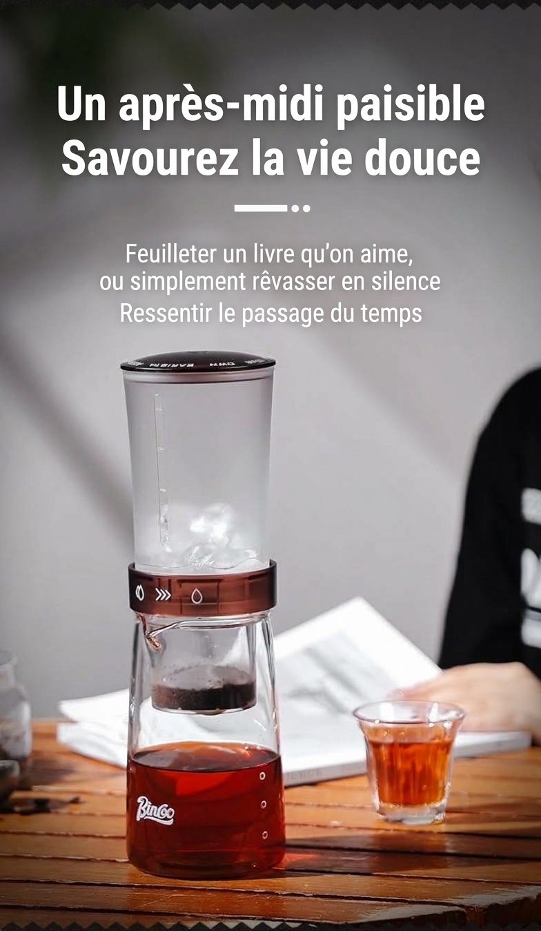 Cafetière à infusion à froid BinCoo - Cafetière à filtre réglable pour café glacé