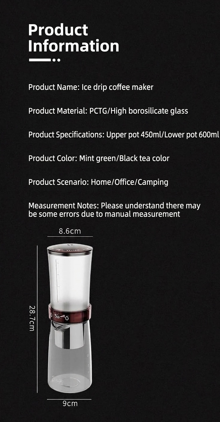 BinCoo Cold Brew Coffee Maker - Adjustable Drip Iced Coffee Brewer