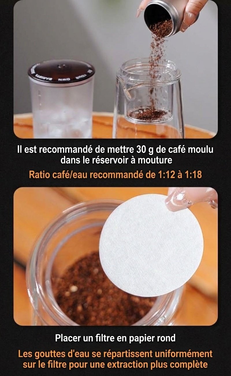 Cafetière à infusion à froid BinCoo - Cafetière à filtre réglable pour café glacé