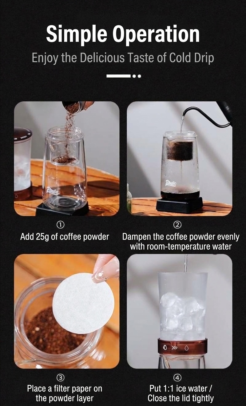 BinCoo Cold Brew Coffee Maker - Adjustable Drip Iced Coffee Brewer