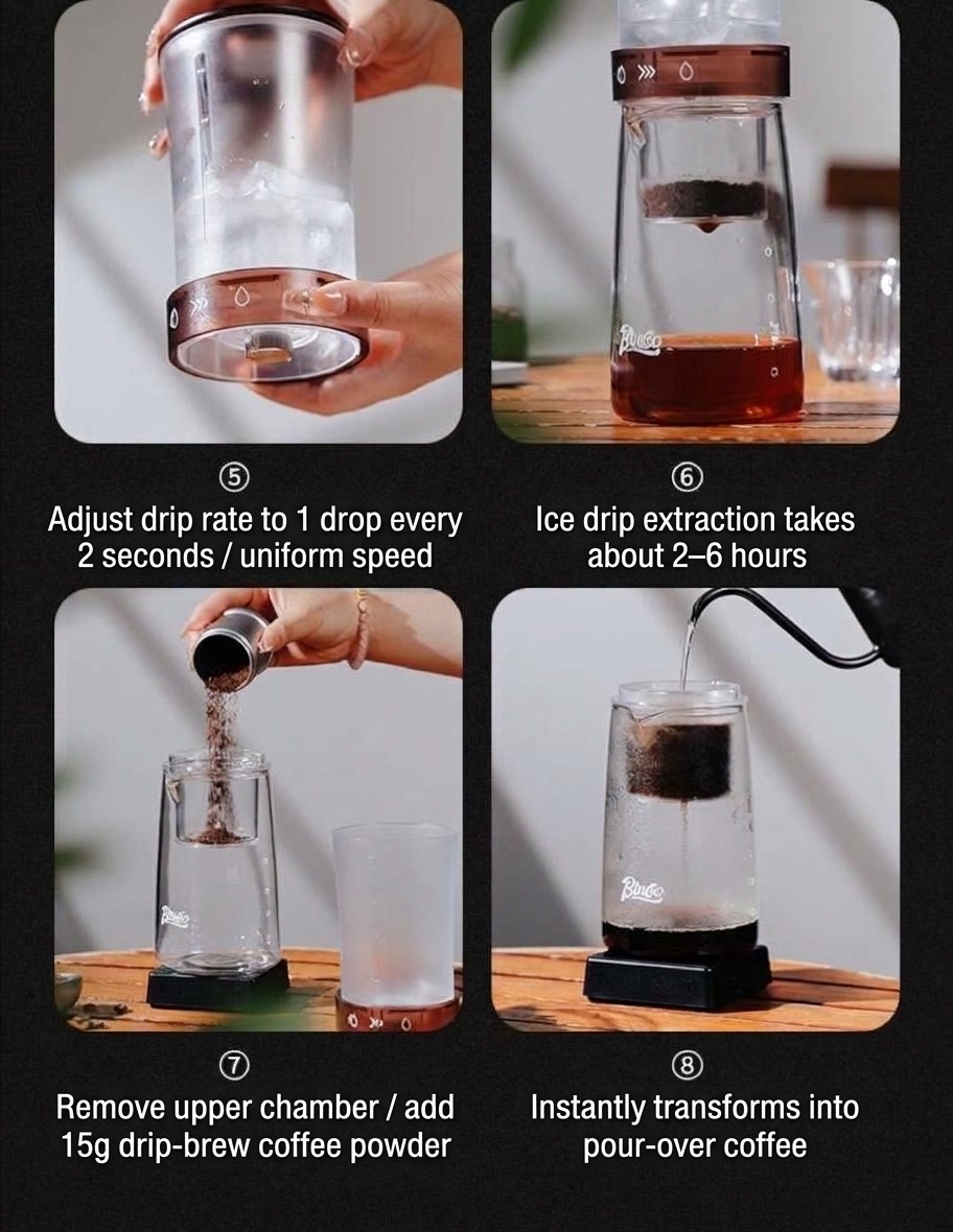 BinCoo Cold Brew Coffee Maker - Adjustable Drip Iced Coffee Brewer