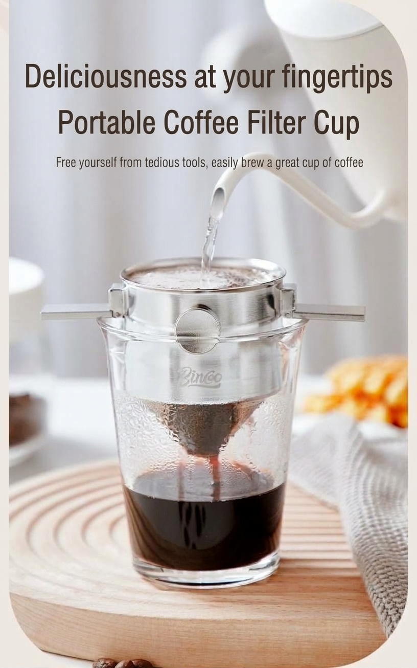 BinCo Portable Stainless Steel Foldable Coffee Dripper Filter