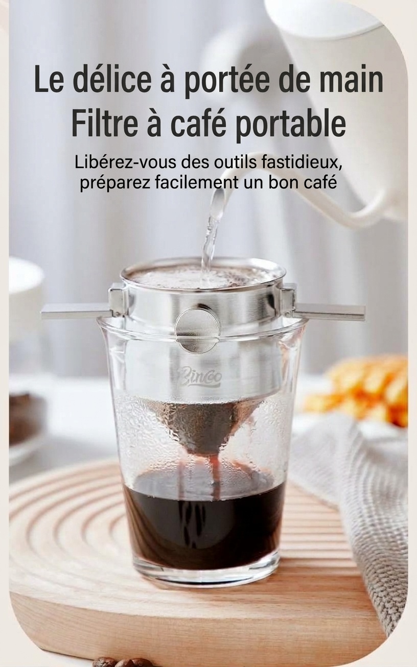 Filtre à café pliable portable en acier inoxydable BinCo