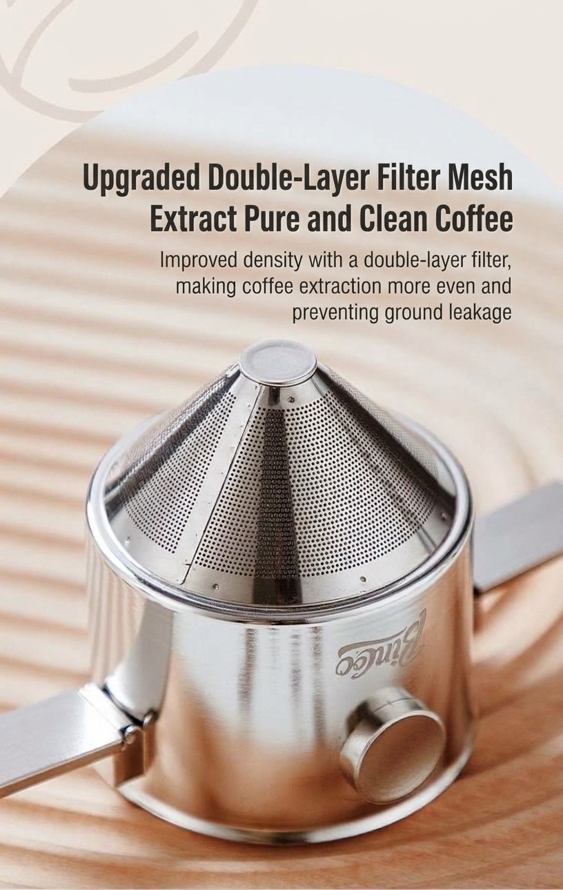 BinCo Portable Stainless Steel Foldable Coffee Dripper Filter