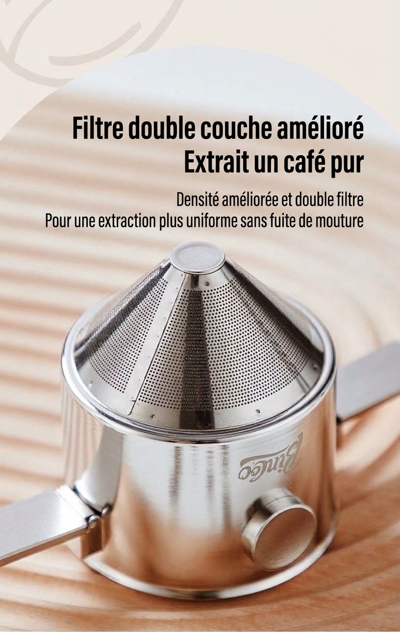 Filtre à café pliable portable en acier inoxydable BinCo