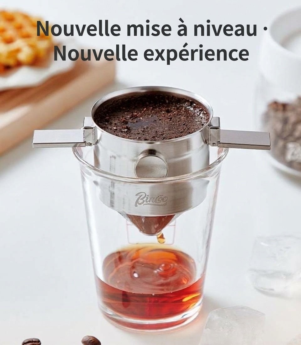 Filtre à café pliable portable en acier inoxydable BinCo