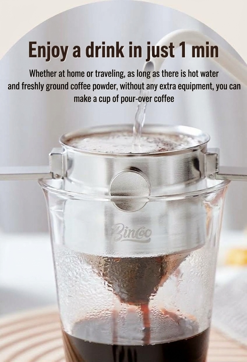 BinCo Portable Stainless Steel Foldable Coffee Dripper Filter
