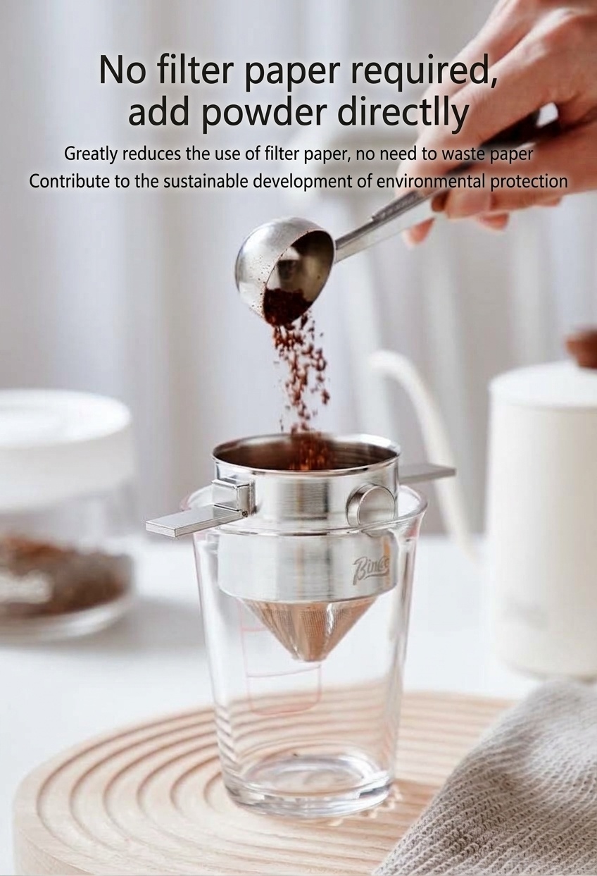 BinCo Portable Stainless Steel Foldable Coffee Dripper Filter