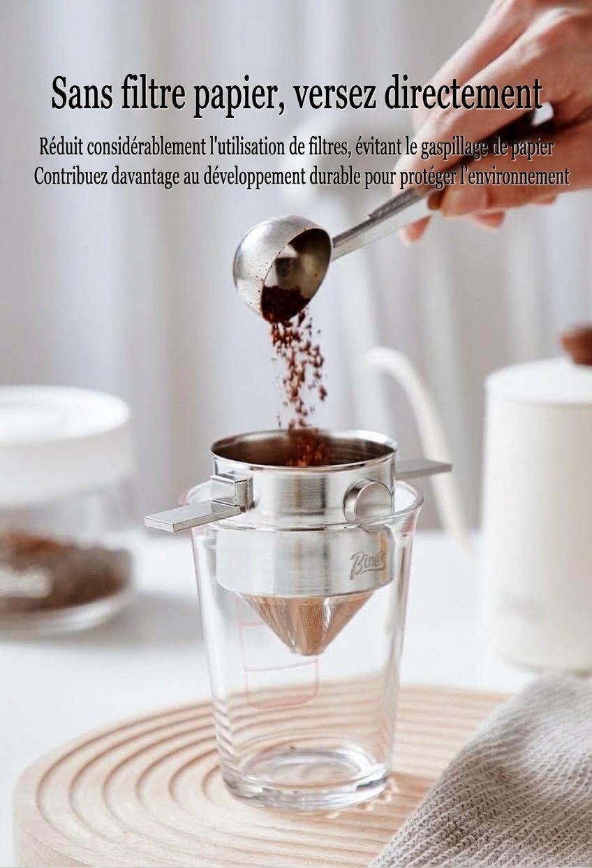 Filtre à café pliable portable en acier inoxydable BinCo